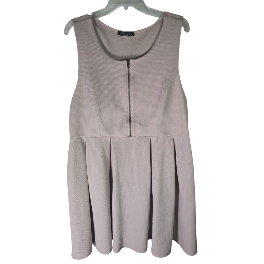 Janette Fashion A-line Skater Dress Pink Zip Pleated Knee-length XL Sleeveless